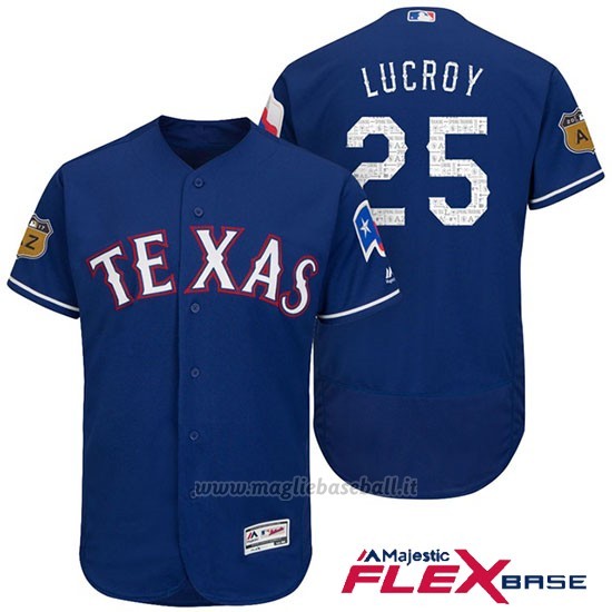 Maglia Baseball Uomo Texas Rangers Jonathan Lucroy 2017 Allenamento Primaverile Flex Base